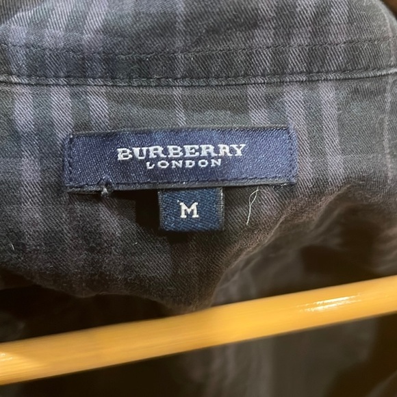 Vintage Boys Burberry London Dark Plaid Button-up - Picture 1 of 5